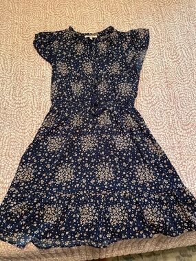 Les Serein flutter sleeve navy blue petite medium dress